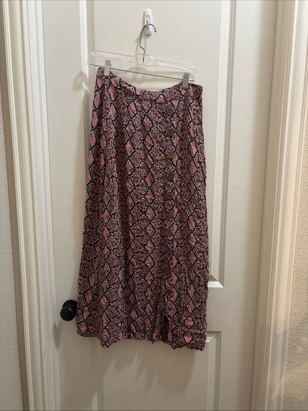 Rock N Roll Cowgirl Pink And Brown Snake Print Maxi Skirt Medium Western Boho